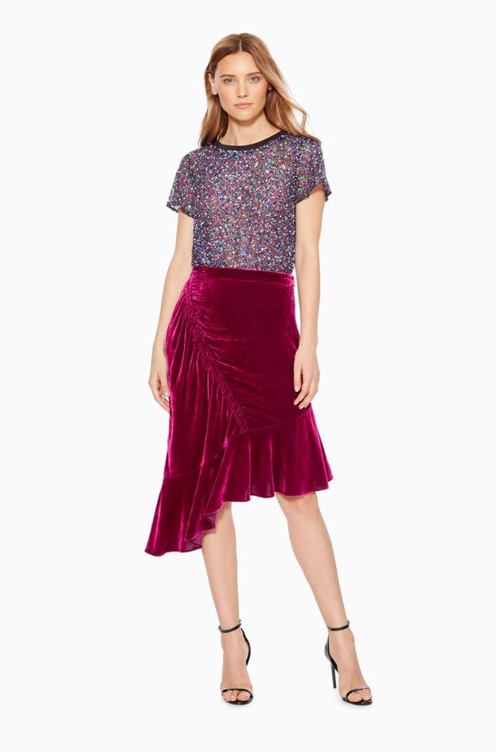 Https:/www.parkerny.com/astrid-velvet-skirt/p8j4958vev.html Parker Ny Astrid Velvet Skirt Mulberry Sequin, Size 0