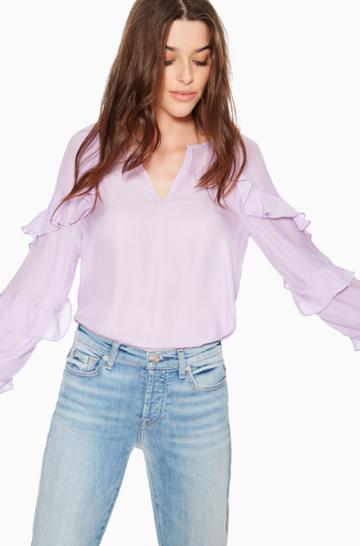 Https:/www.parkerny.com/julian-ruffled-blouse/p8a5207sb.html Parker Ny Julian Ruffled Blouse Iced Lavender, Size Xxs