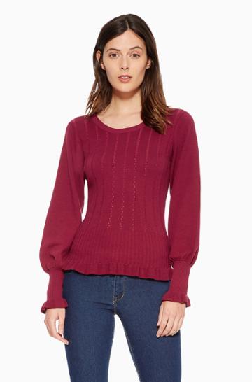 Https:/www.parkerny.com/henri-sweater/p8htsp10.html Parker Ny Henri Sweater Cranberry, Size Large
