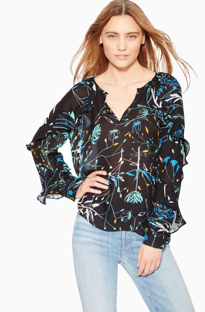 Parker Ny Julian Ruffle Sleeve Blouse