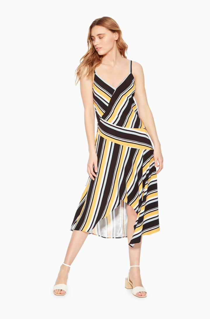 Parker Ny Selma Asymmetric Stripe Dress