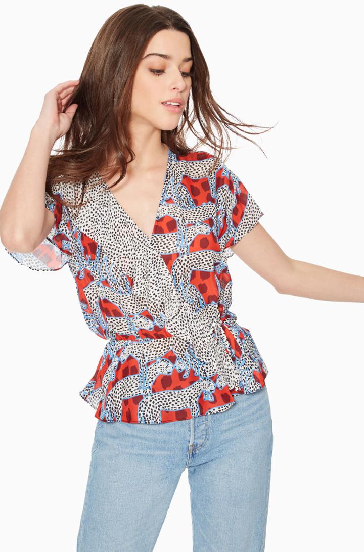 Parker Ny Weston Animal Print Top
