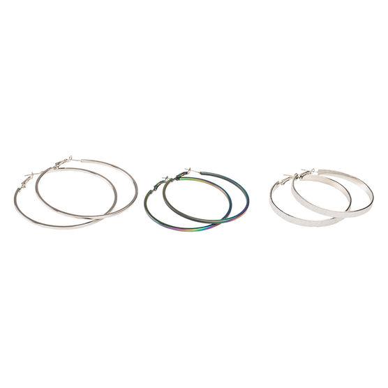 Minicci Women's (3 Pk) Glitter / Anodized Large Hoop Earrings Set
