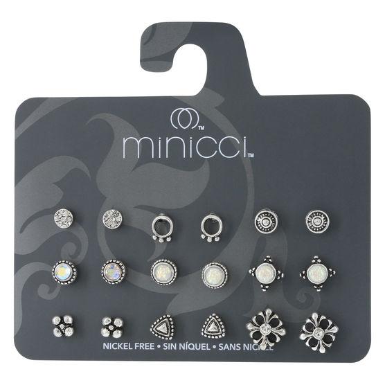 Minicci Women's (9 Pk) Antique Silver And Opal Earrings Set