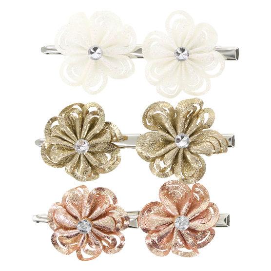 Minicci Women's (6 Pk) Metallic Flower Hair Clips