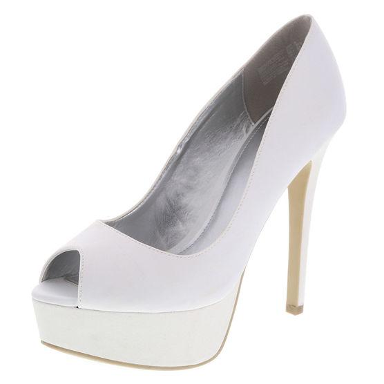 Unforgettable Moments Women's I-do Peep Toe Glitter Platform Pump