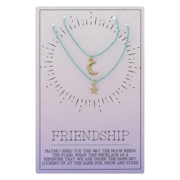 Minicci Women's Moon & Star Friendship Necklace Set