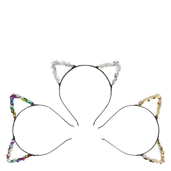 Minicci Women's (3 Pk) Sequin Cat Ear Headbands