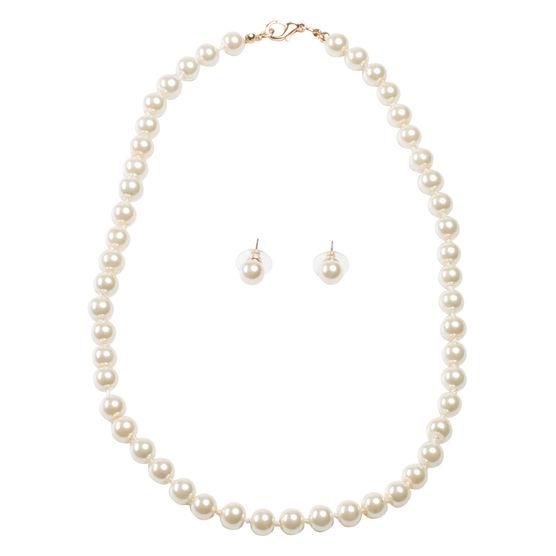 Minicci Women's Faux Pearl Strand Necklace / Earrings Set