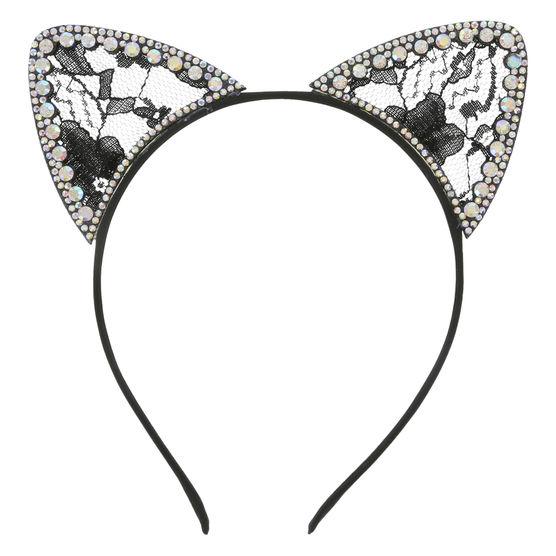 Minicci Women's Lace And Rhinestone Cat Ear Headband