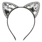 Minicci Women's Lace And Rhinestone Cat Ear Headband