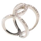 Minicci Women's Curved / Crossed Rhinestone Ring