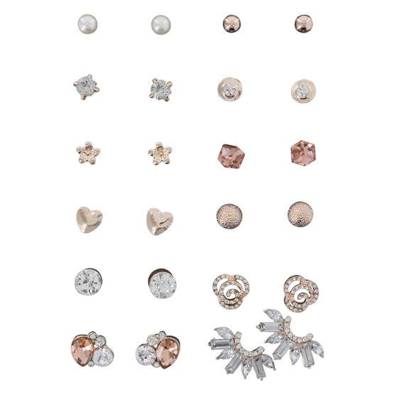 Minicci Women's (12 Pk) Rose Gold Stud Earring Set