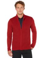 Perry Ellis Textured Full Zip Sweater