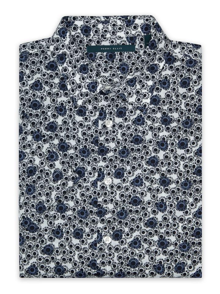 Perry Ellis Short Sleeve Exclusive Flower Print Shirt