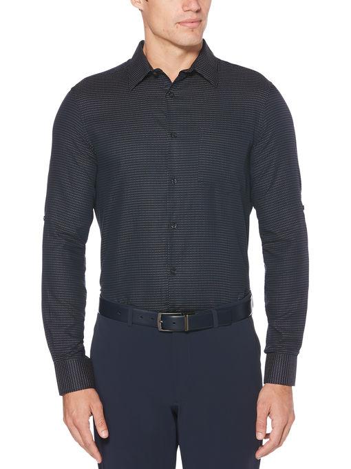 Perry Ellis Roll Sleeve Dotted Shirt