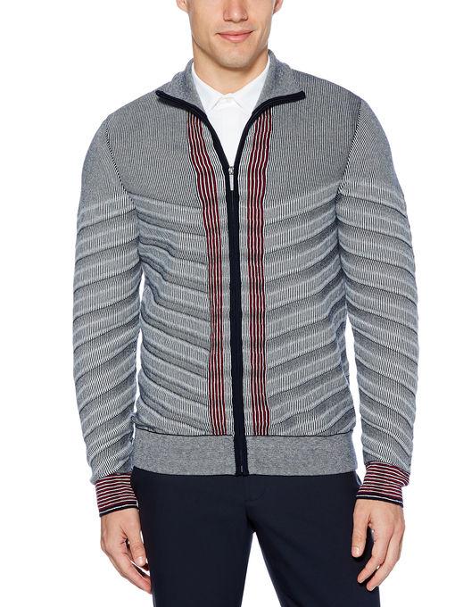 Perry Ellis Striped Full-zip Sweater