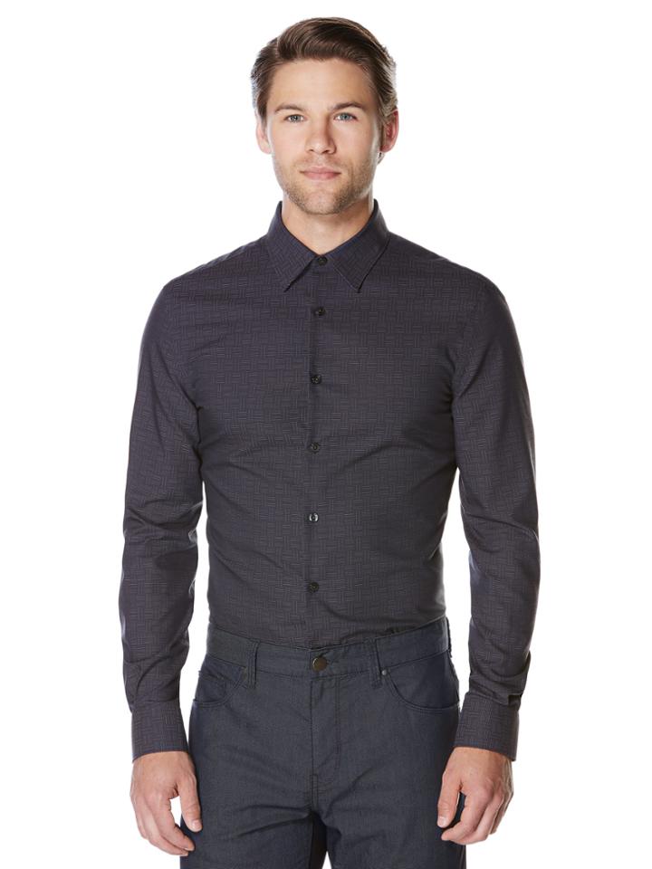 Perry Ellis Dobby Weave Tile Pattern Shirt