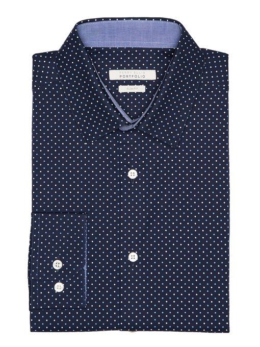 Perry Ellis Slim Fit Indigo Pin-dot Dress Shirt