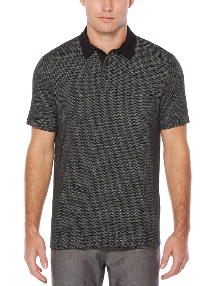 Perry Ellis Short Sleeve Dash  Jacquard Open Polo