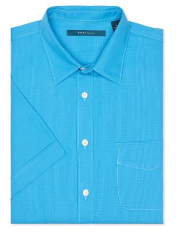 Perry Ellis Short Sleeve Texture Grid Fabric Shirt