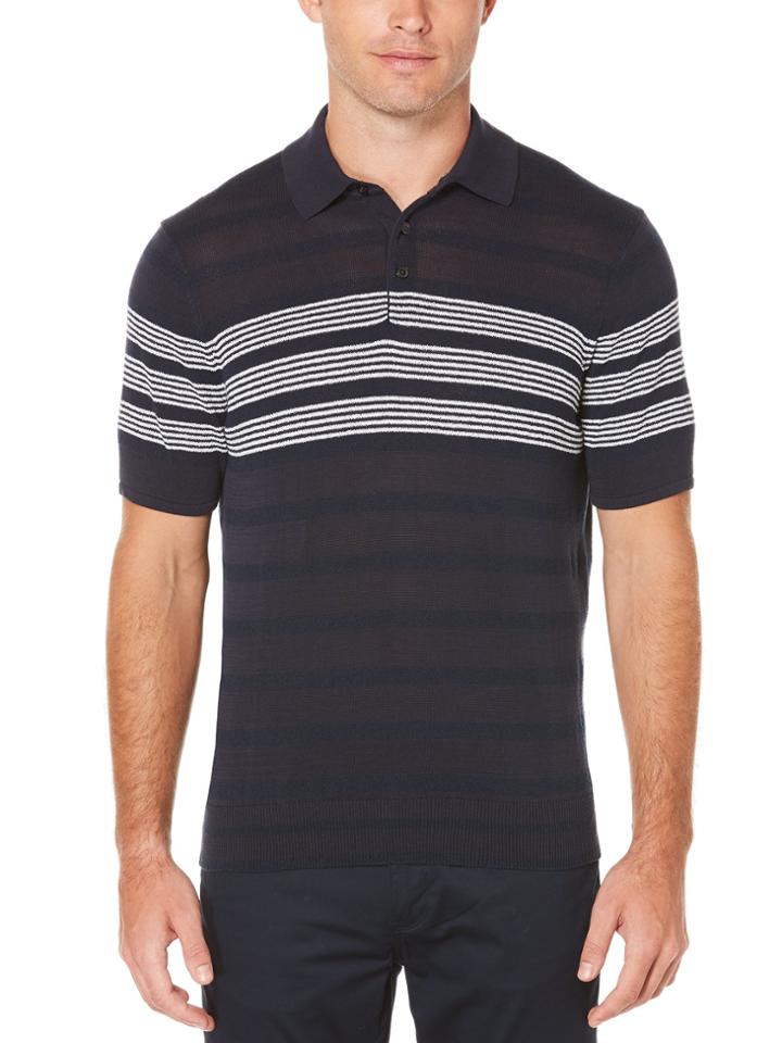 Perry Ellis Short Sleeve Striped Sweater Polo