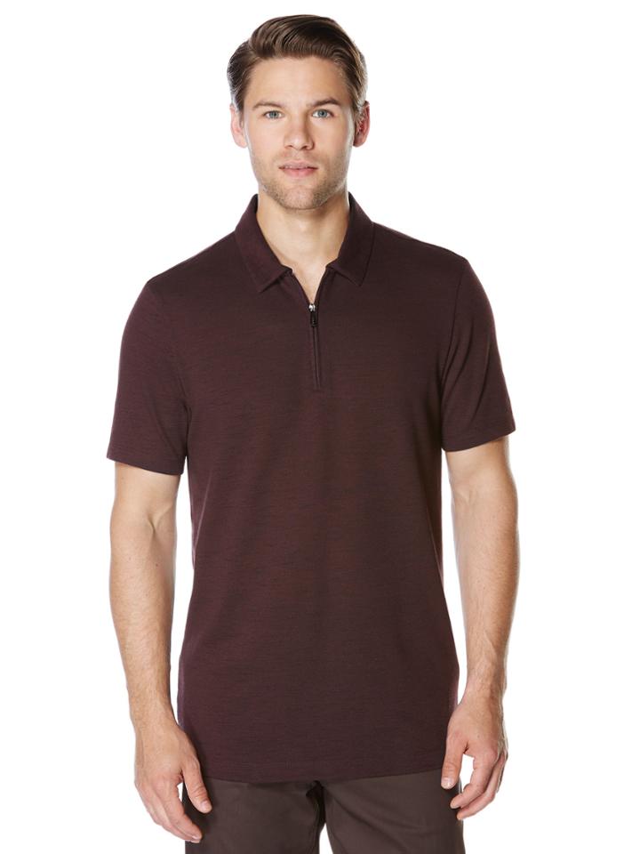 Perry Ellis Short Sleeve Zip Collar Polo