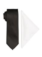 Perry Ellis Oxford Solid Tie & Pocket Square Set