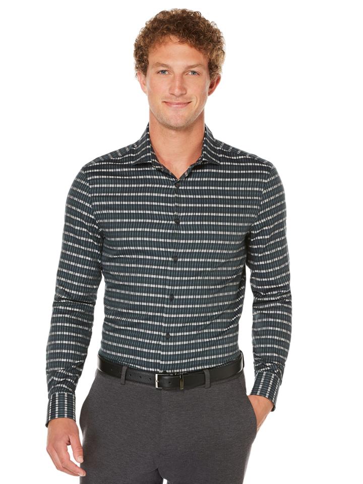 Perry Ellis Multi Color Jacquard Stripe Shirt