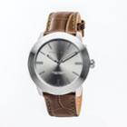 Perry Ellis Slim Line Grey Leather Watch