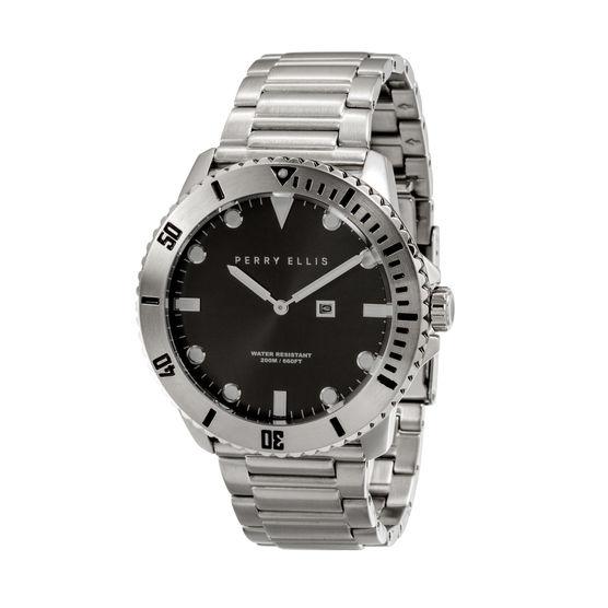 Perry Ellis Deep Diver Black Stainless Steel Watch