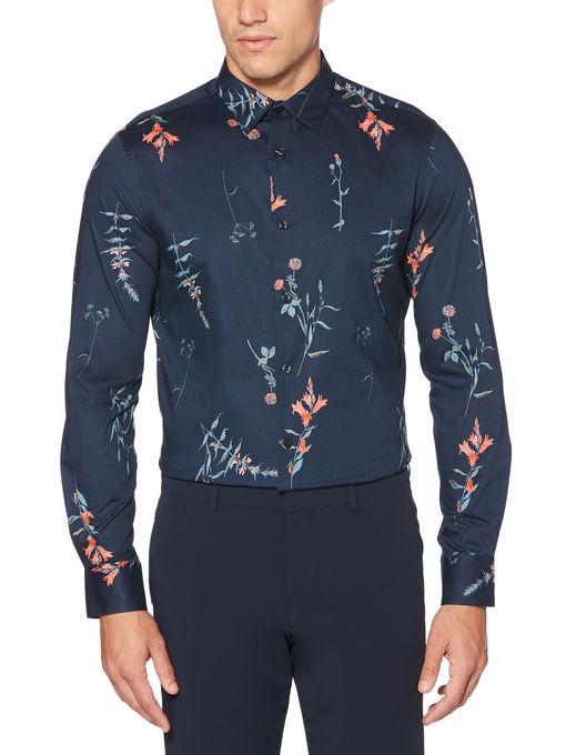 Perry Ellis Slim Fit Poplin Botanical Print Shirt
