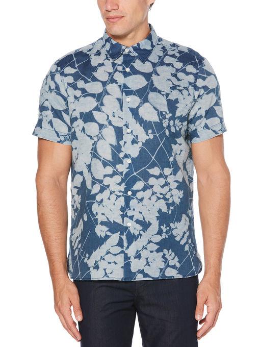 Perry Ellis Botanical Print Linen Shirt