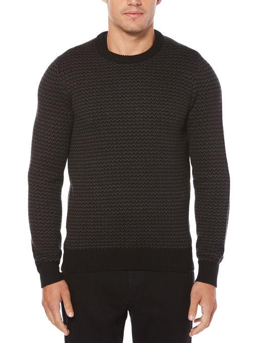 Perry Ellis Ribbed Herringbone Crew Sweater