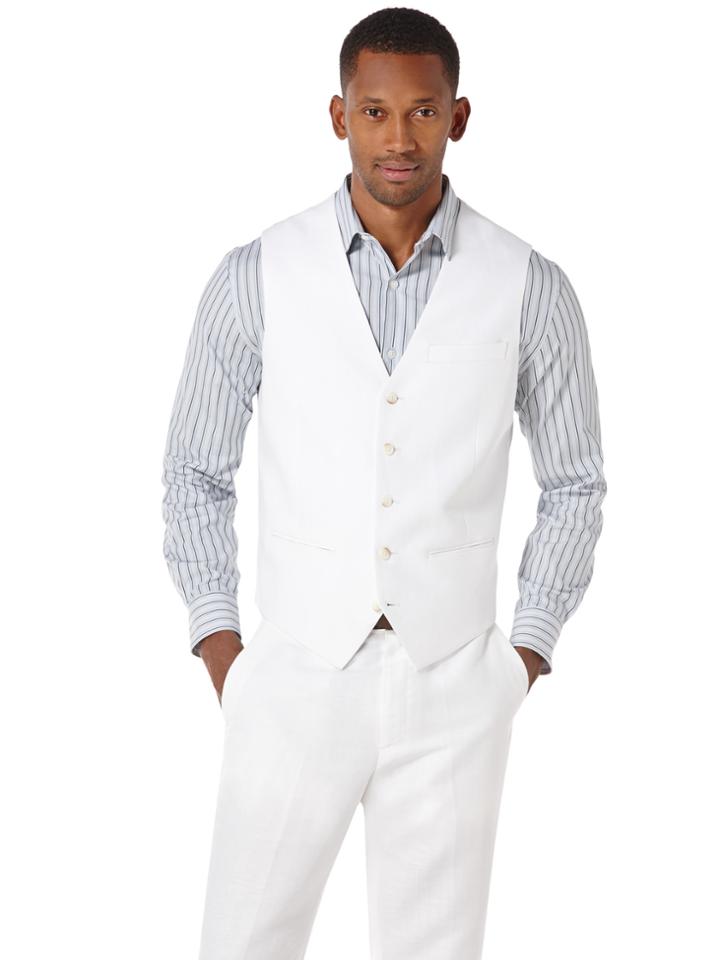 Perry Ellis Linen Cotton Herringbone Suit Vest