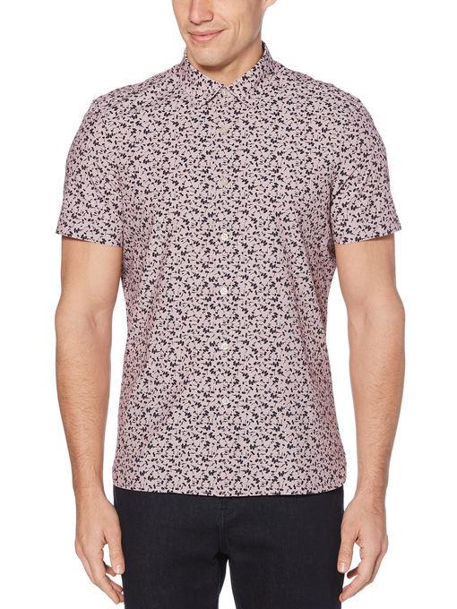 Perry Ellis Slim Fit Abstract Floral Print End-on-end Shirt