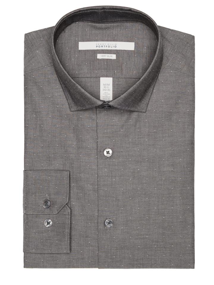Perry Ellis Very Slim Solid Dobby Dot Dress Shirt
