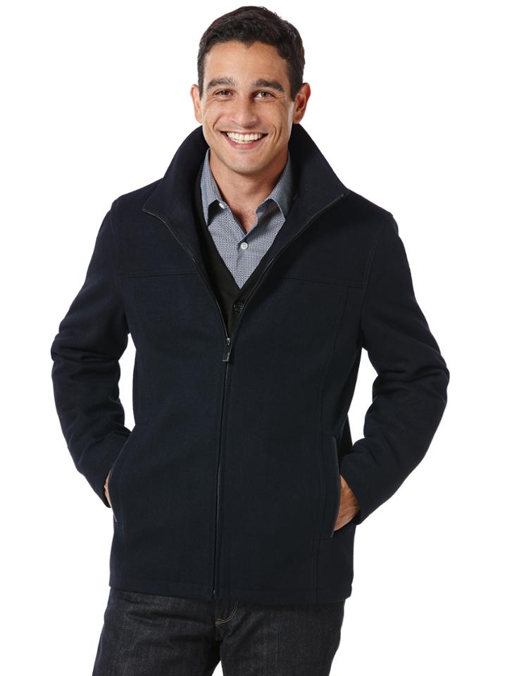 Perry Ellis Zip Front Wool Melton Portfolio Jacket