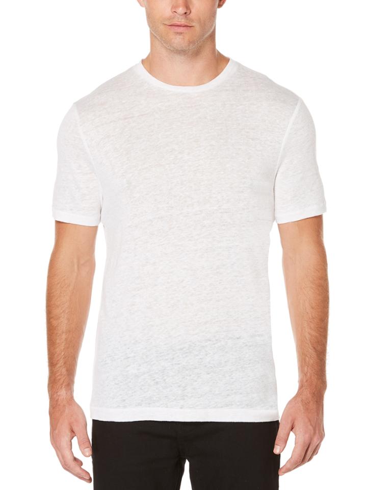 Perry Ellis Short Sleeve Linen Crew Neck Tee