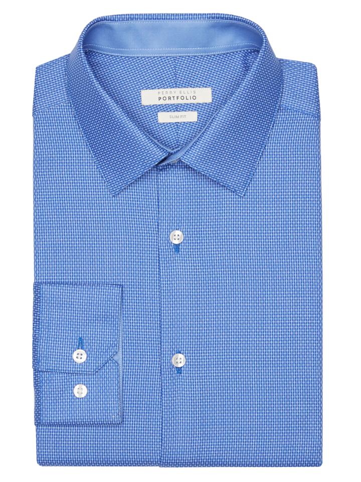 Perry Ellis Slim Fit Mini Dobby Dress Shirt