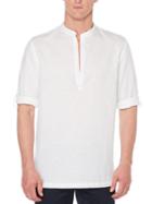 Perry Ellis Solid Roll Sleeve Popover Shirt