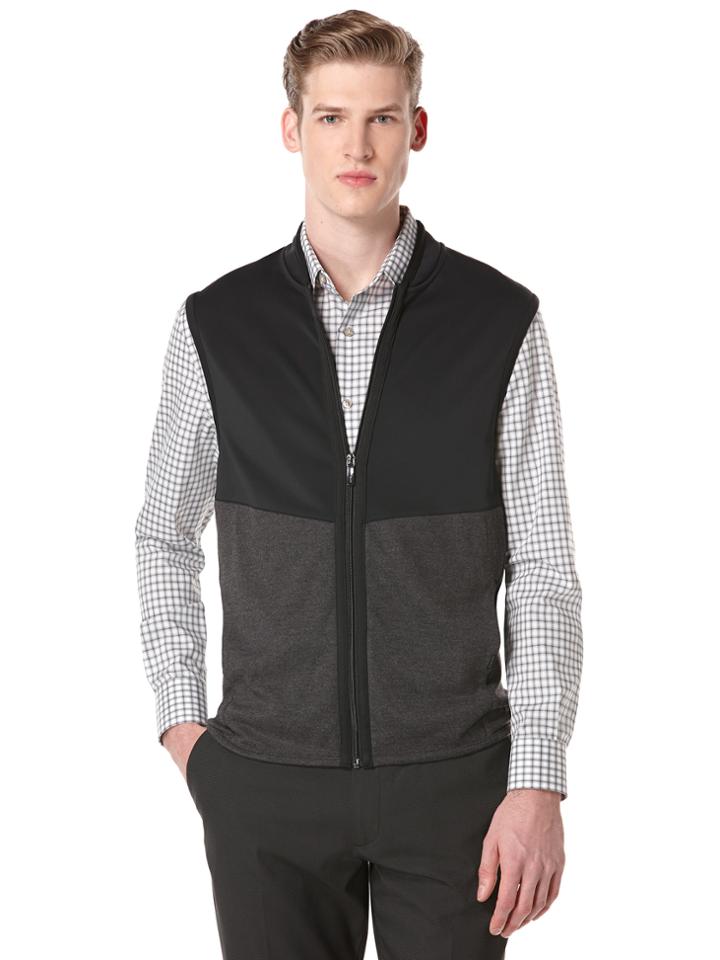 Perry Ellis Full Zip Mixed Media Vest