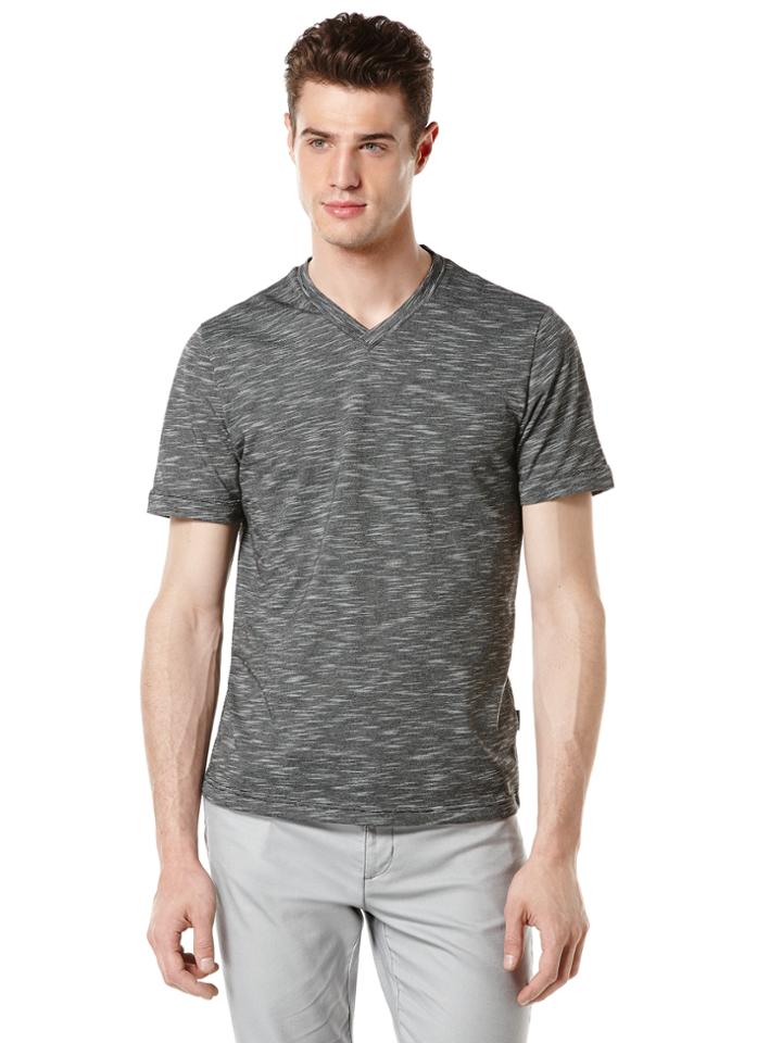Perry Ellis Short Sleeve Cotton Blend V-neck Shirt