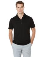 Perry Ellis Short Sleeve Mixed Media Zipped Polo