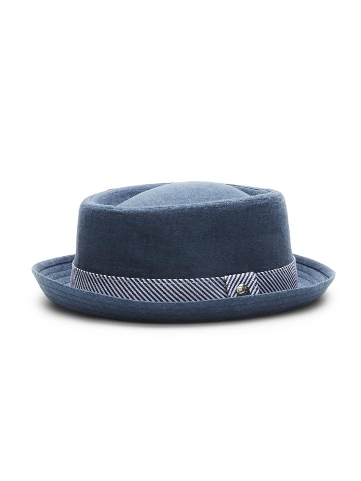 Perry Ellis Striped Ribbon Round Top Fedora