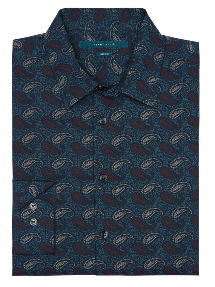 Perry Ellis Non-iron Multicolor Paisley Shirt