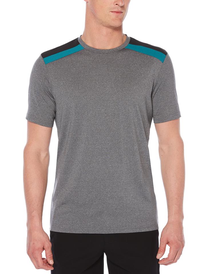 Perry Ellis Short Sleeve Stripe Piecing Shirt
