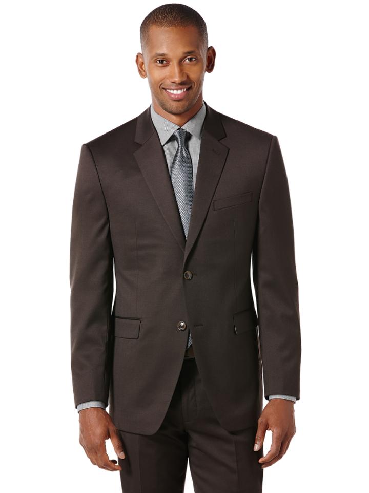 Perry Ellis Brown Tic Weave Suit Jacket