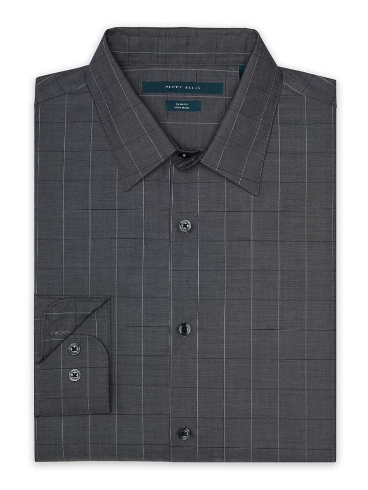 Perry Ellis Non-iron Iridescent Windowpane Shirt