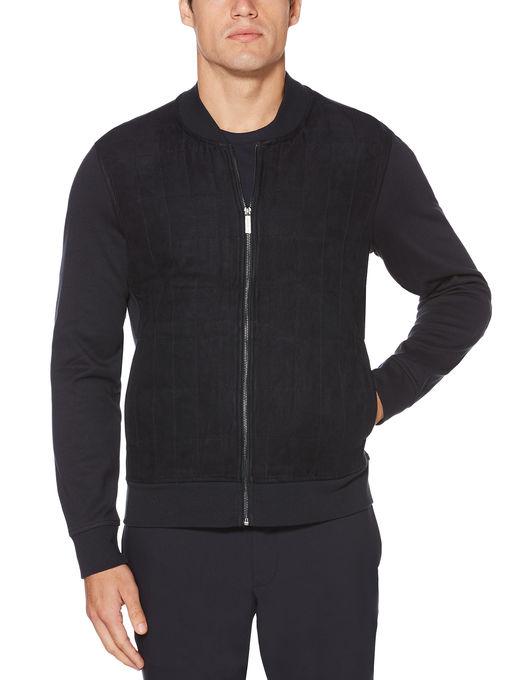 Perry Ellis Faux Suede Full Zip Sweater